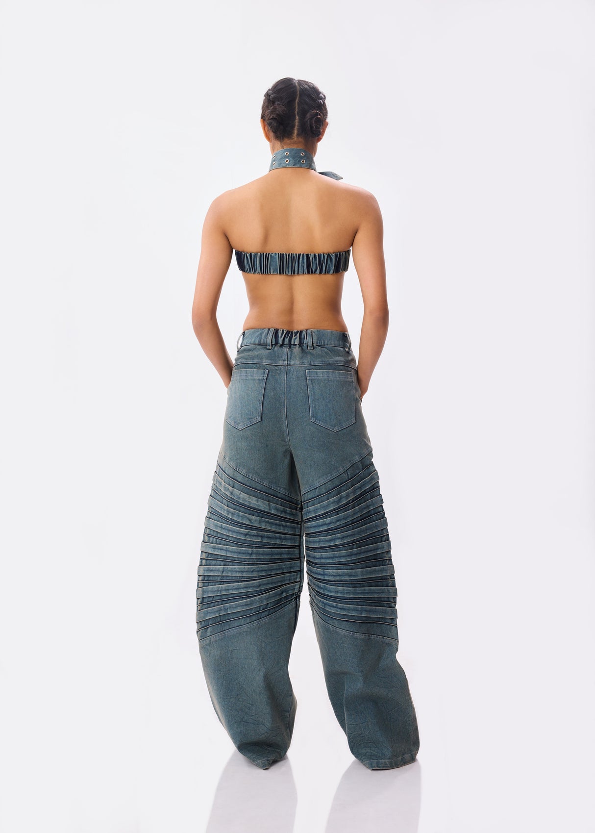 PLEATED DENIM TUBE