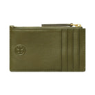 Tory Burch Fleming Zip Card Case Dark Olive
