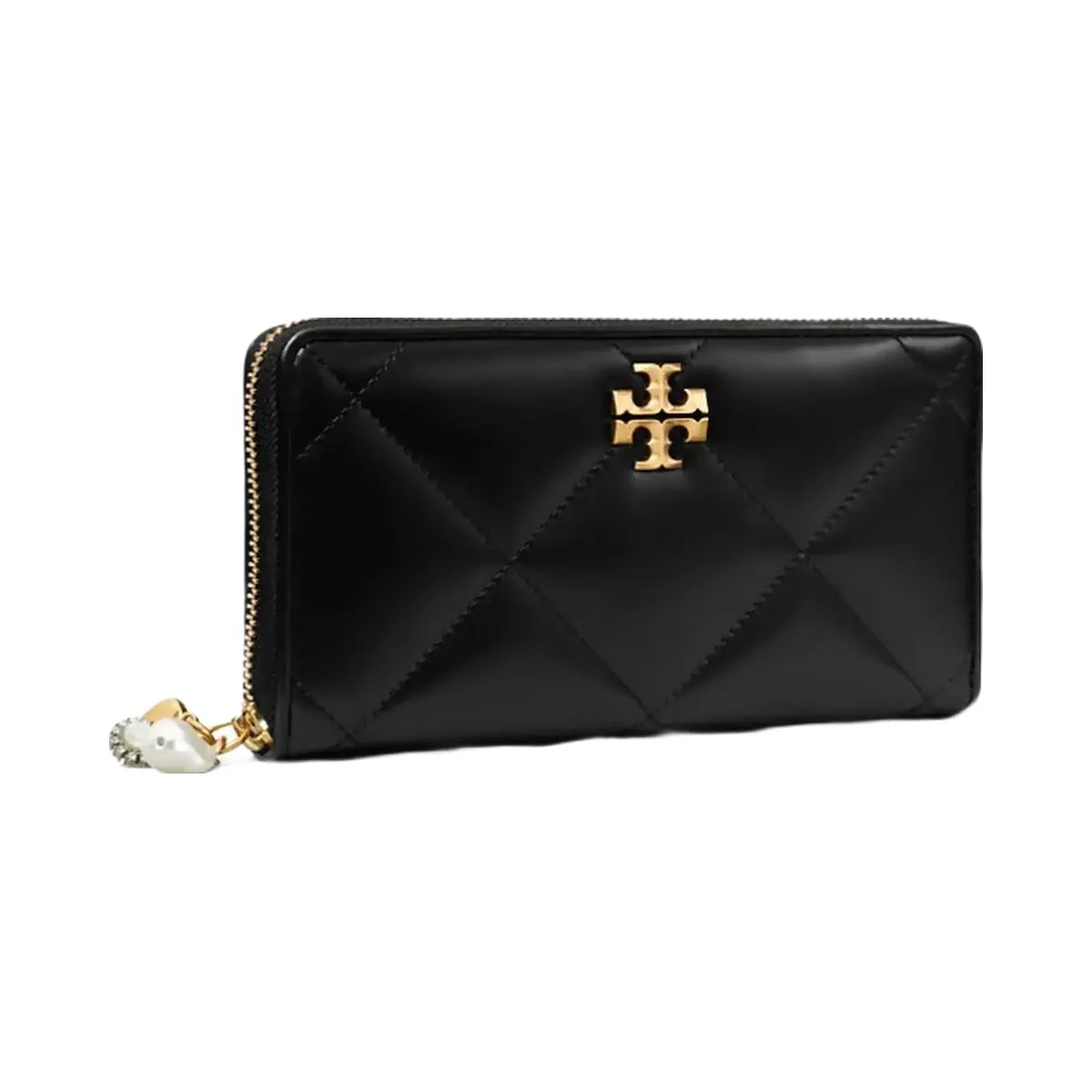 Tory Burch Kira Diamond Quilt Charm Continental Wallet Black