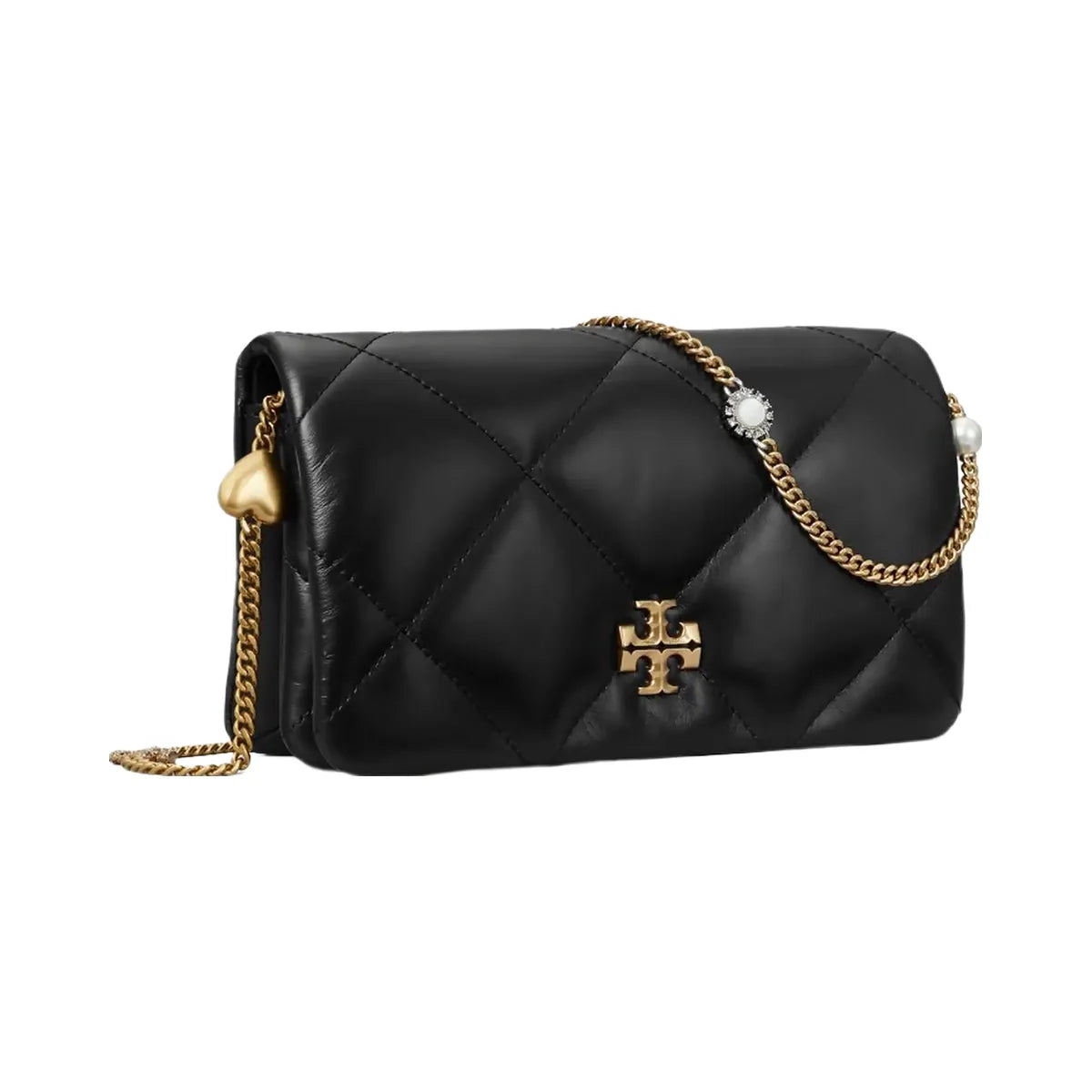 Tory Burch Kira Diamond Quilt Charm Crossbody Black