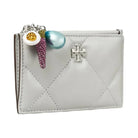 Tory Burch Kira Diamond Quilt Charm Zip Card Case Gray