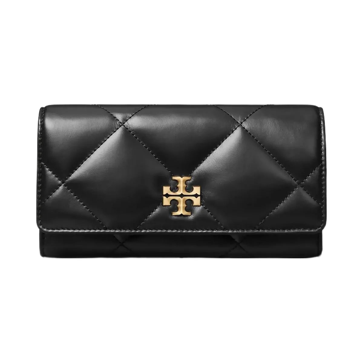 Tory Burch Kira Diamond Quilt Flap Wallet Black