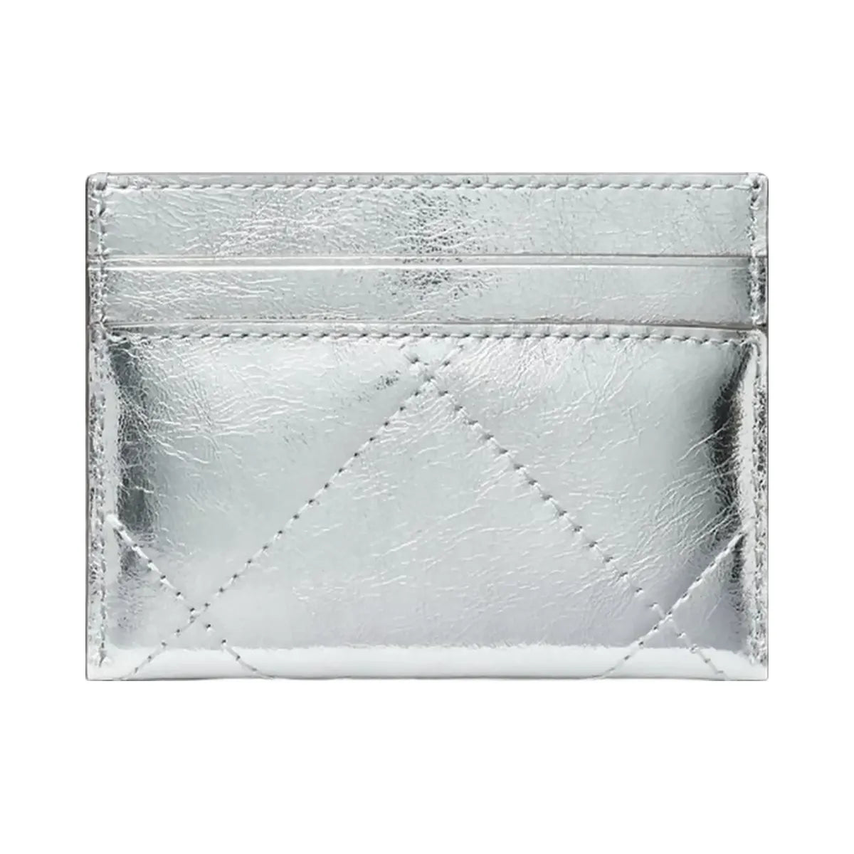 Tory Burch Kira Diamond Quilt Metallic Card Case Silver
