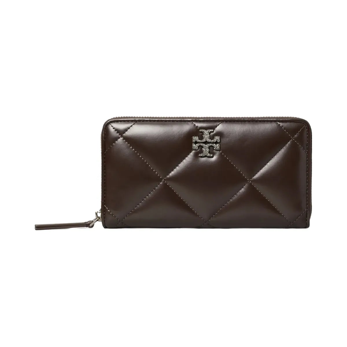 Tory Burch Kira Diamond Quilt Pav Zip Continental Wallet Cocoa