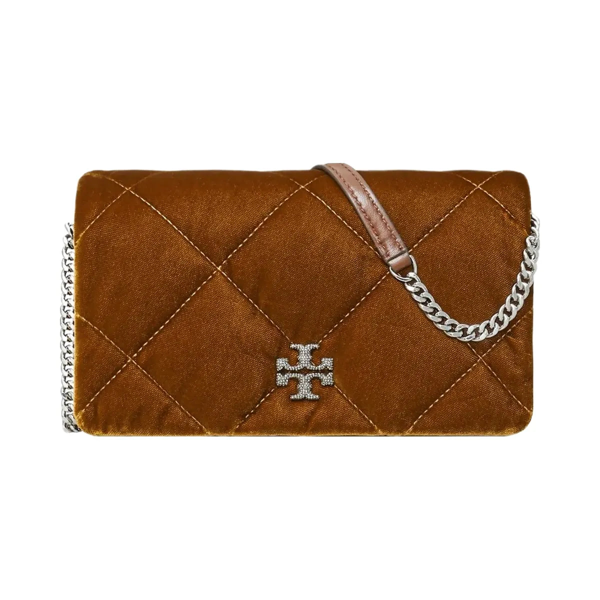 Tory Burch Kira Diamond Quilt Velvet Crossbody Warm Honey