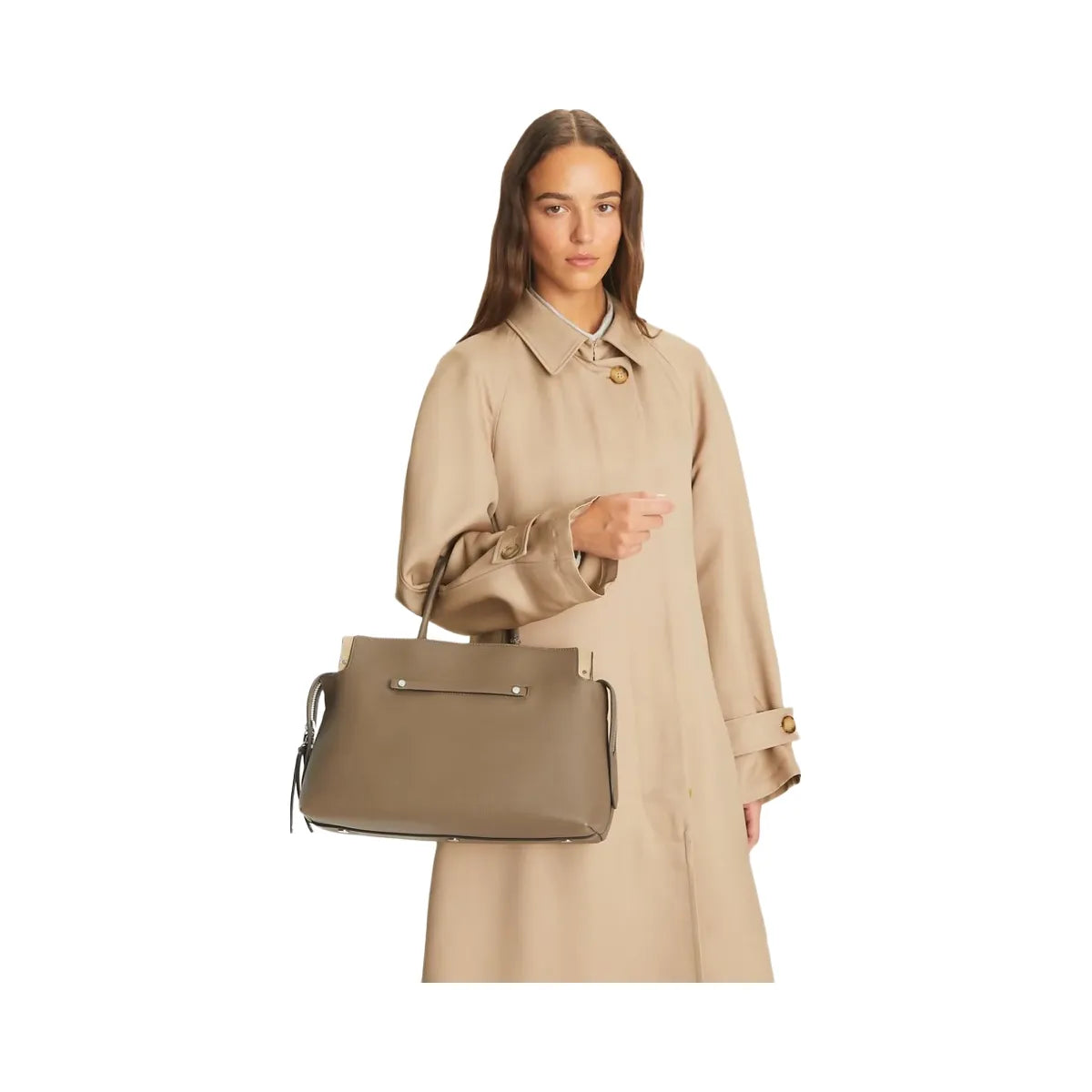 Tory Burch Large Mercer Pebbled Satchel Wild Mushroom