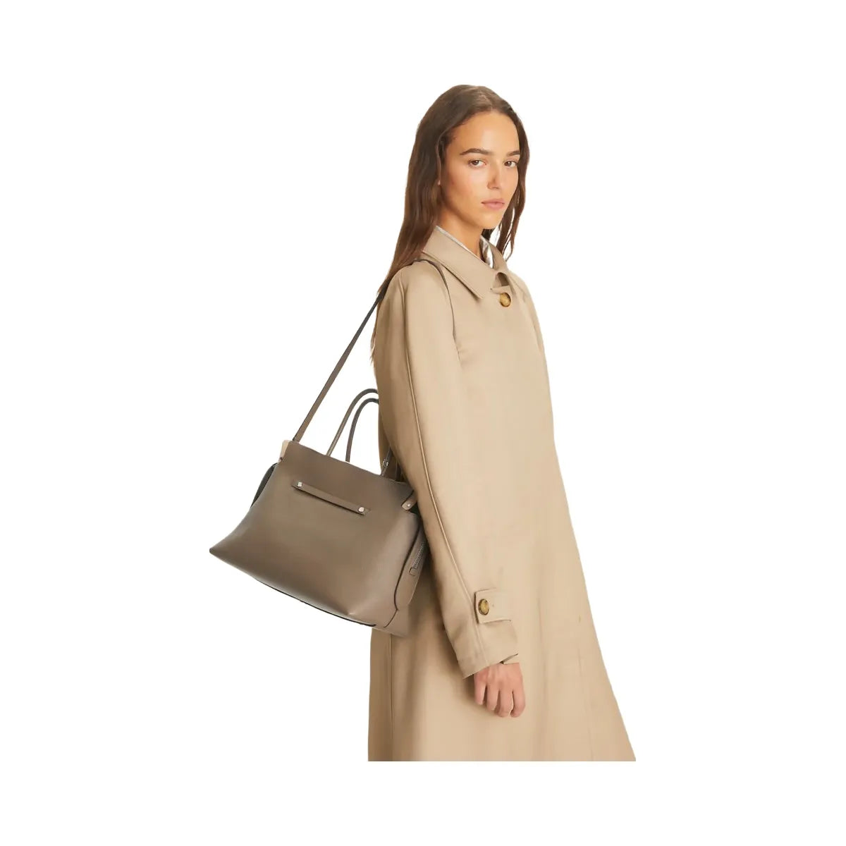 Tory Burch Large Mercer Pebbled Satchel Wild Mushroom