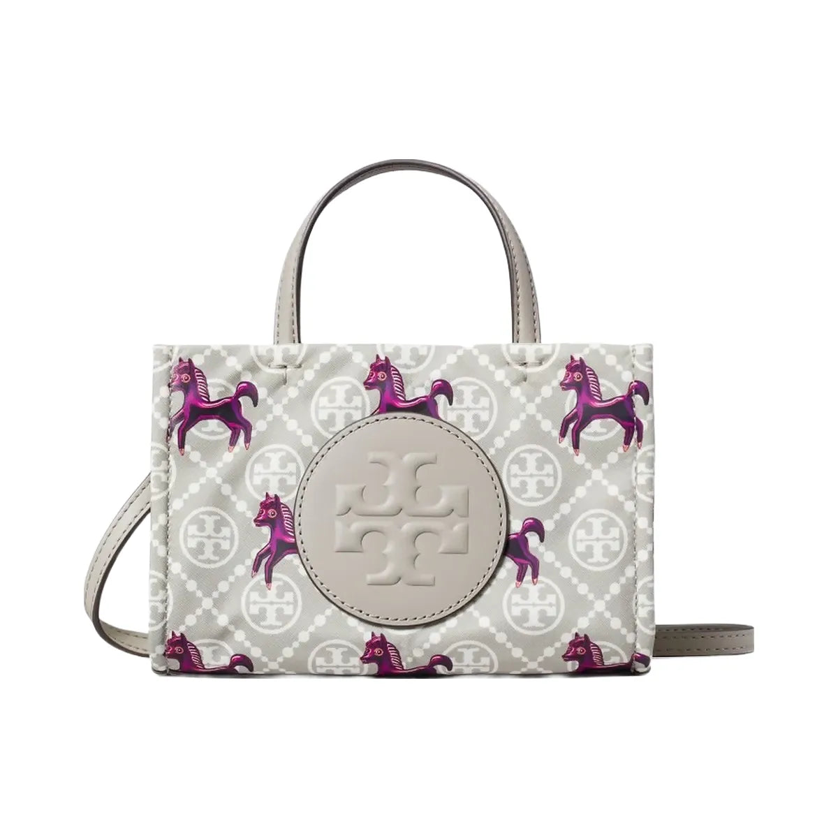 Tory Burch Mini Ella Horse Tote Gray / Magenta
