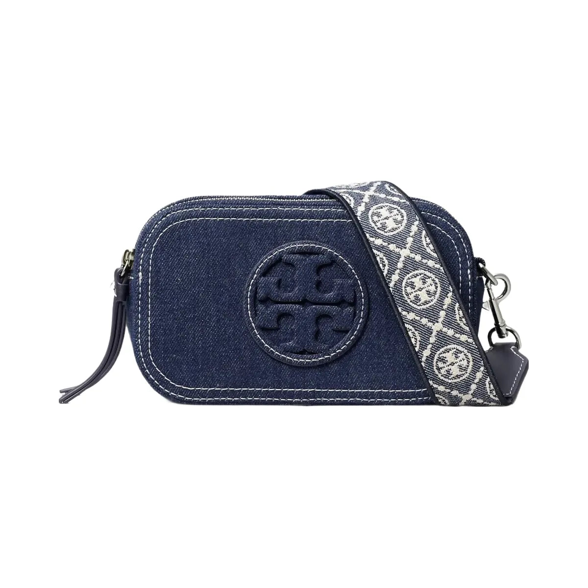Tory Burch Mini Miller Denim Crossbody Bag Royal Navy