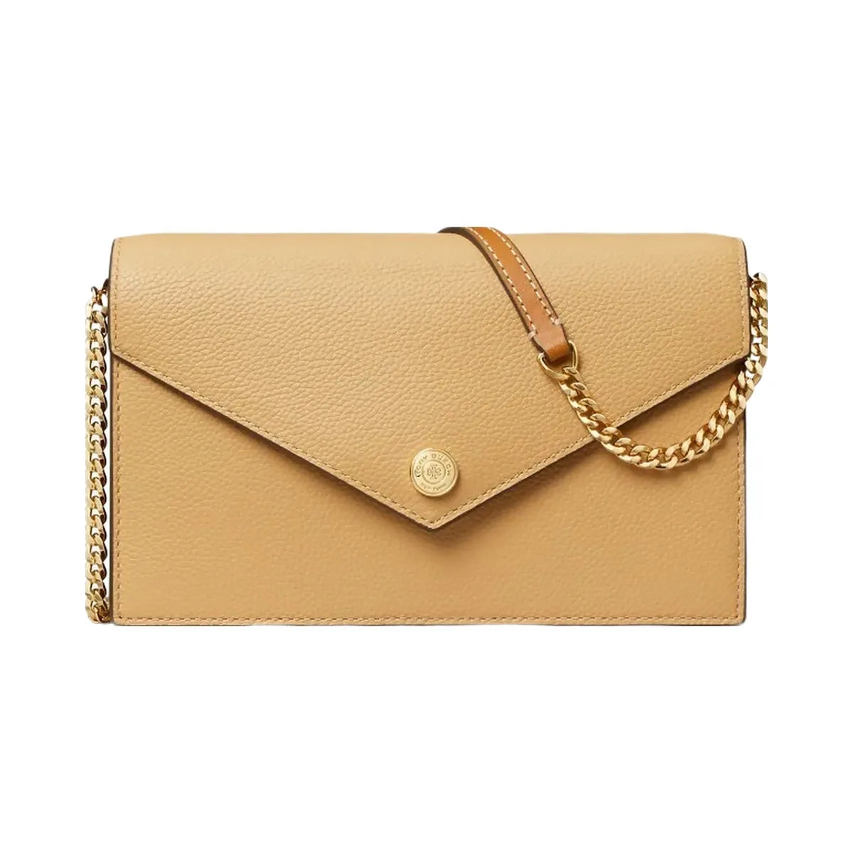 Tory Burch Pebble Envelope Chain Wallet Biscotti