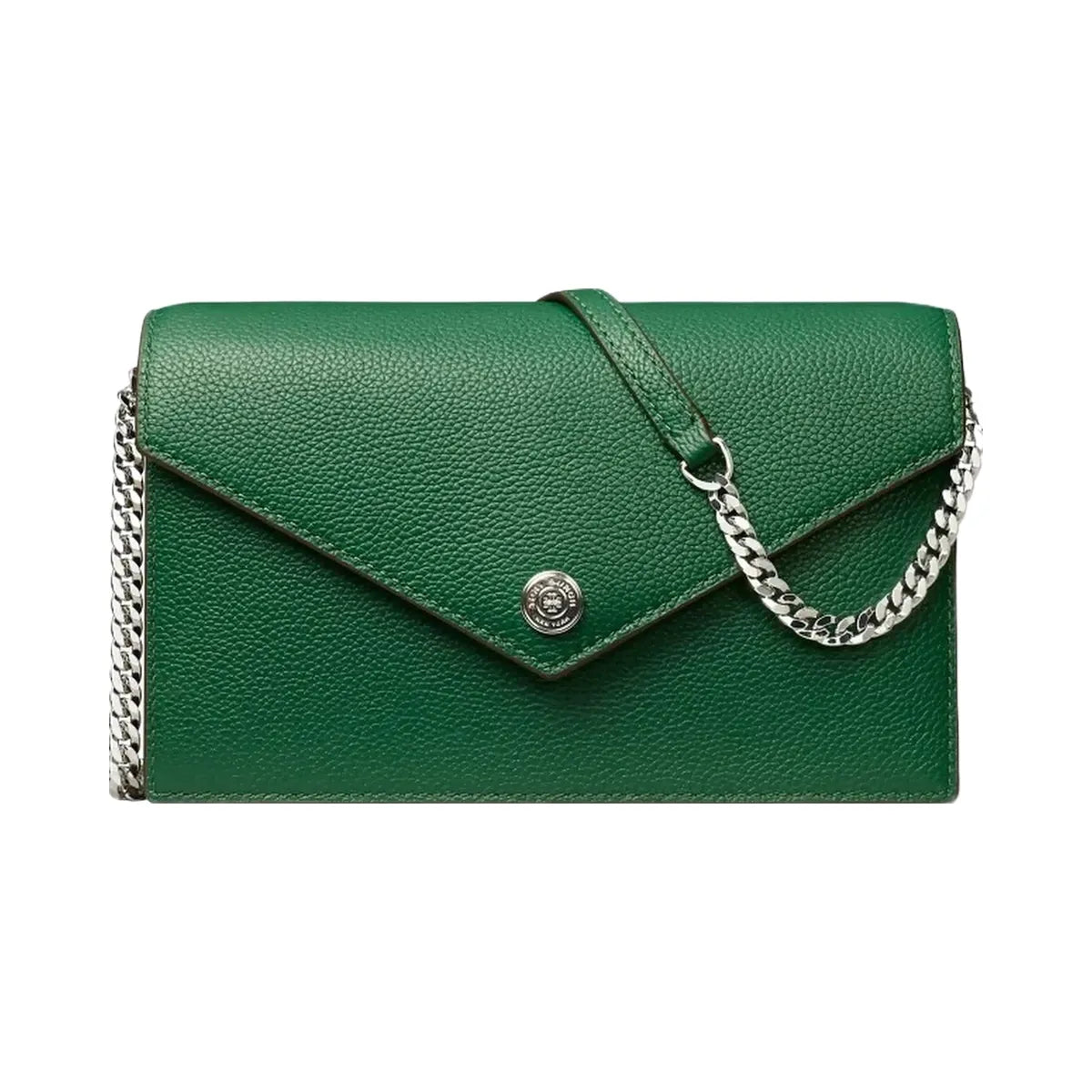 Tory Burch Pebble Envelope Chain Wallet Dark Kale