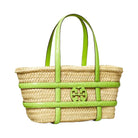 Tory Burch Small Ella Croc-Embossed Straw Basket Bright Fern
