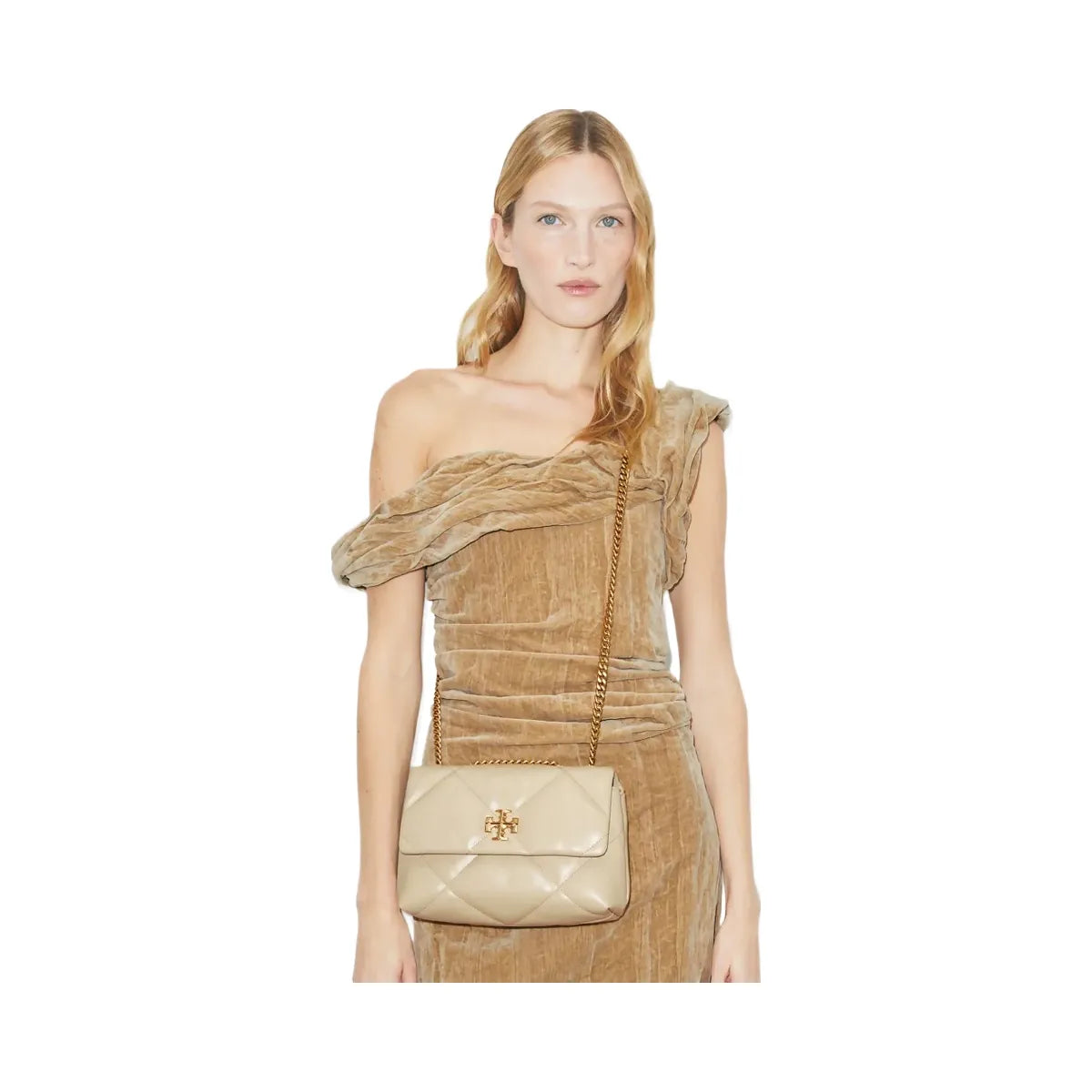 Tory Burch Small Kira Diamond Quilt Shoulder Bag Light Stone