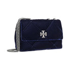 Tory Burch Small Kira Diamond Quilt Velvet Pav Shoulder Bag PERFECT NAVY