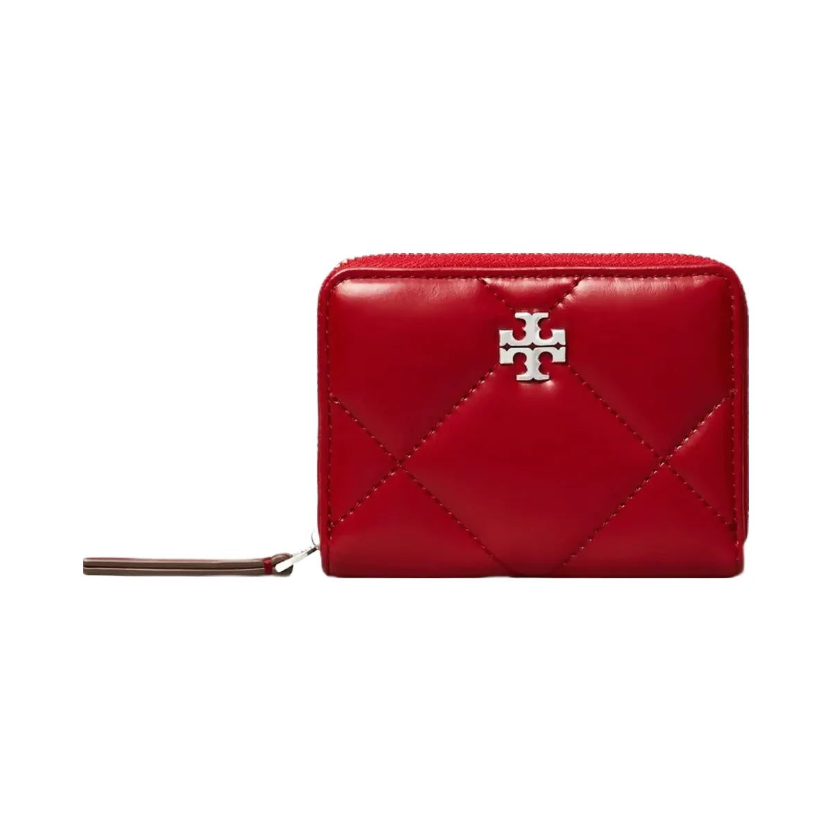 Tory Burch Small Kira Diamond Quilt Zip-Around Wallet Red