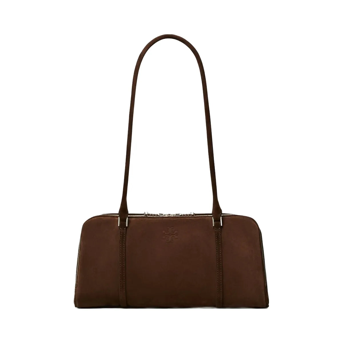 Tory Burch Small Marshmallow Suede Satchel Dark Cocoa