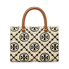 Tory Burch T Monogram Contrast Embossed Top-Handle Tote Black/White