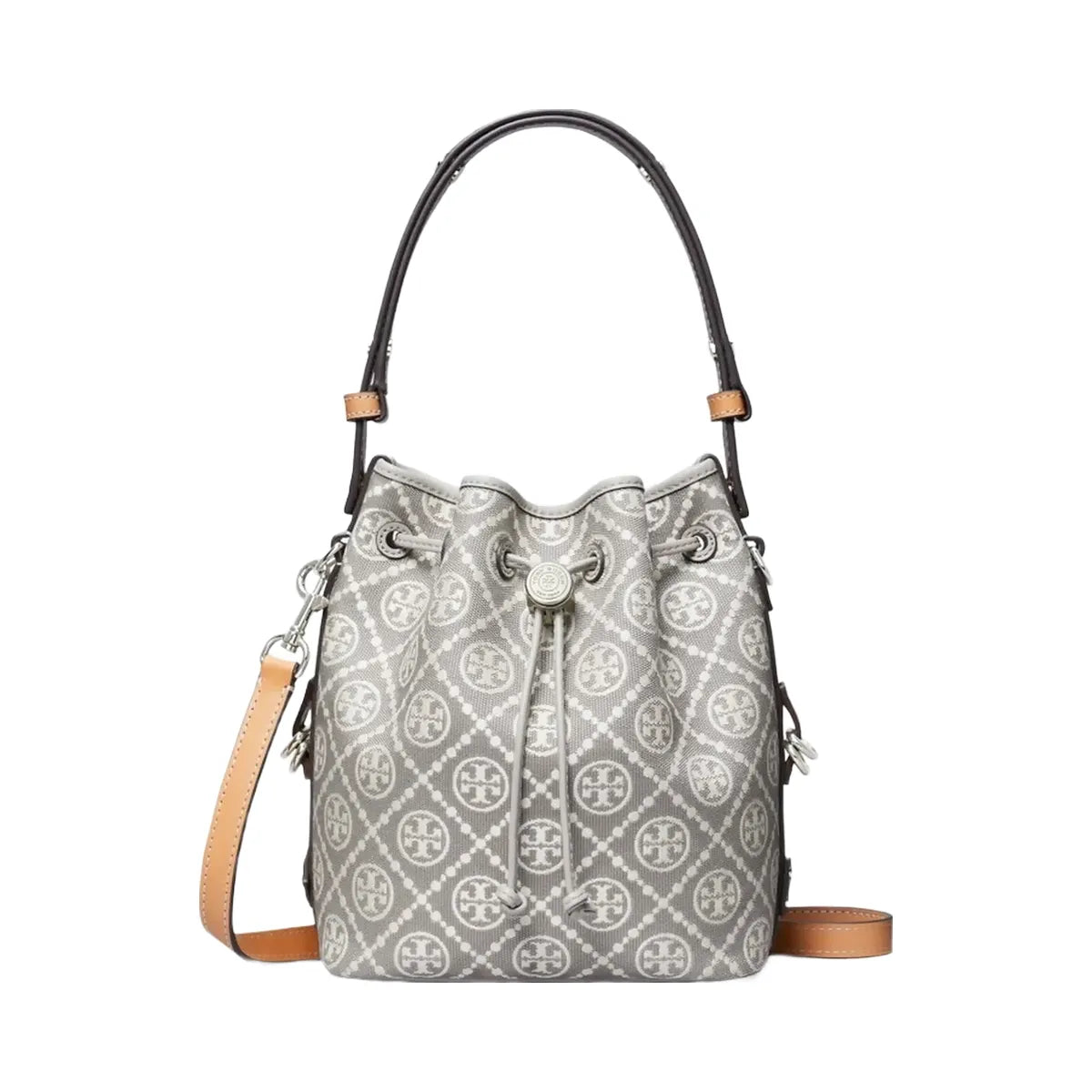 Tory Burch T Monogram Utility Bucket Bag Gray