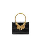 JW PEI Astrid Calla Lily Metal Handle Top Handle Bag - Black Croc