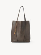 CHLOE Spin tote bag in grained leather Flannel Grey
