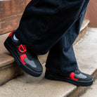 Vinyl CHNKS lifestyle sneaker image – black and red streetwear sneakers India